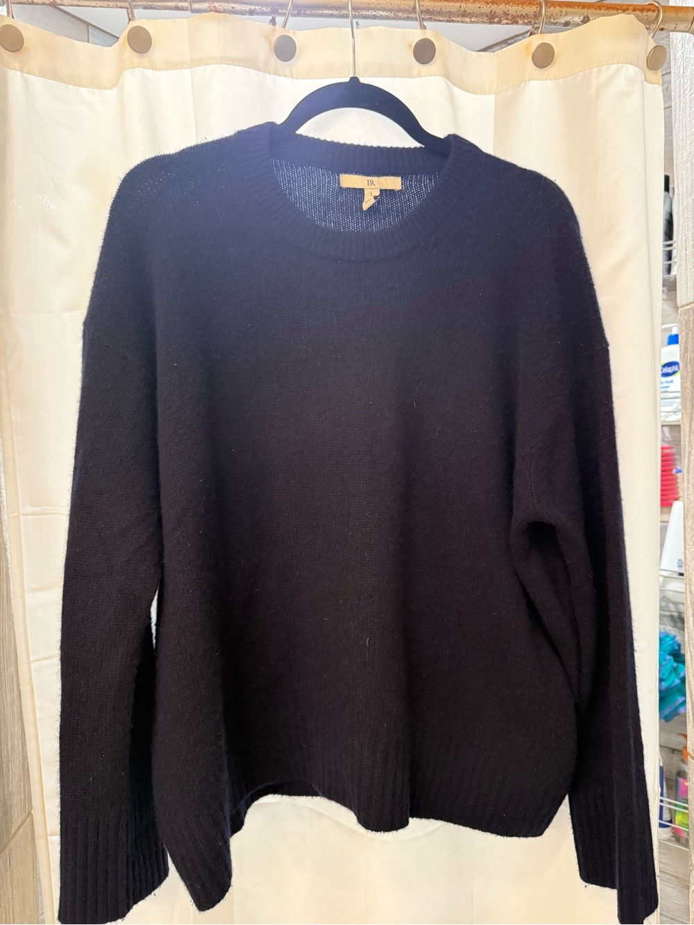 Banana Republic Oversized Cashmere Crewneck Pullover Sweater in Navy